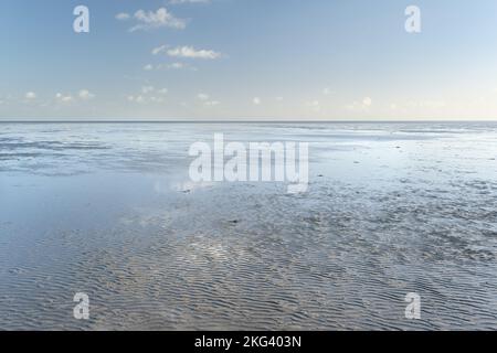 Low Tide in Pegwell Bay, Cliffsend, Nr Ramsgate, Kent UK Stockfoto