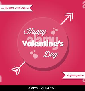 Karte zum Valentinstag in rosa. Alles Liebe zum Valentinstag. Konzept der Liebe. Vektorgrafik, flaches Design Stock Vektor