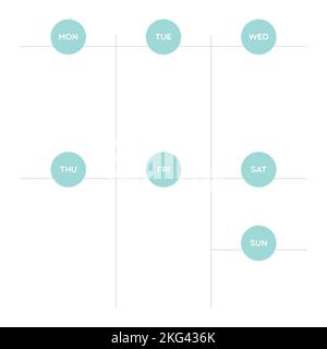 Wochenplaner Türkis Farbe. Linien. Druckbare Vorlage. Vektorgrafik, flaches Design Stock Vektor