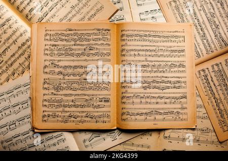 Hintergrund Musik Noten Stockfoto