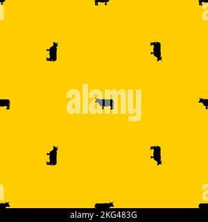 Cow Pixel Art Muster nahtlos. 8 Bit Nutztierhintergrund. Pixelige Textur Stock Vektor