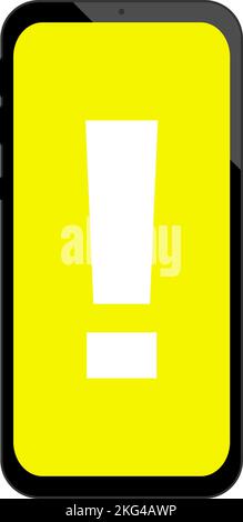 Smartphone mit Ausrufezeichen auf dem Bildschirm, Smartphone mit Ausrufezeichen Stock Vektor
