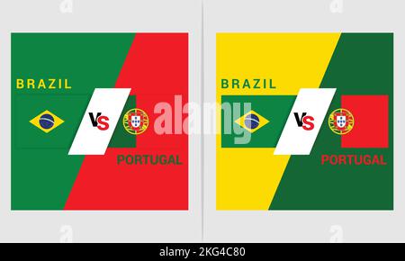 Fußball-Weltmeisterschaft 2022 Brasilien Vs Portugal Flagge Social Media Poster Banner Stock Vektor