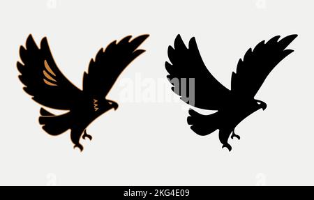 Ein Satz einfacher Adlersymbole, isoliert auf weißem Hintergrund Stock Vektor