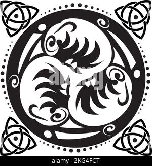 Keltischer Knoten und Triskelion Kreis - keltisches Symbol - Dreifaltigkeit - Heilige Geometrie - Energie Stock Vektor