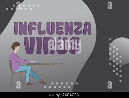 Schreiben Anzeigetext Influenza Virus. Internetkonzept eine Infektionskrankheit durch ein Influenzavirus Stockfoto