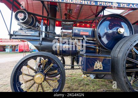 Tarrant Hinton.Dorset.United Kingdom.25. 2022. August. Auf der Great Dorset Steam Fair wird Eine 1920 Fowler R3 showmans-Lok ausgestellt Stockfoto