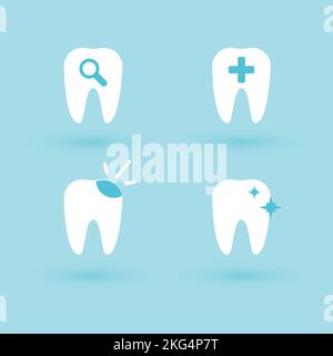 Icon-Set: Zähne molar. Zahnärztliche Konzepte. Vektorgrafik, flaches Design Stock Vektor