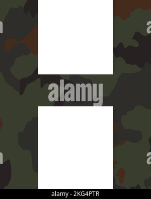 Englisches Alphabet Buchstabe H, Khaki-Stil isoliert auf weißem Hintergrund - Vektor-Illustration Stock Vektor
