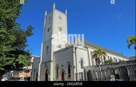 Landschaft mit Christ Church Cathedral - Nassau, die Bahamas Stockfoto