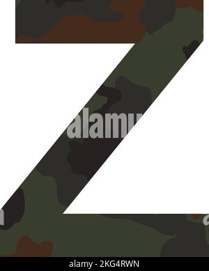 Englisches Alphabet Buchstabe Z, Khaki-Stil isoliert auf weißem Hintergrund - Vektor-Illustration Stock Vektor