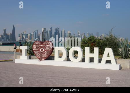 Doha, Katar, 21.. November 2022. Ich liebe Doha. Stockfoto