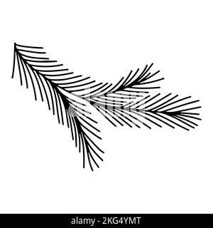 Weihnachtsfichtenzweig. Weihnachten und Urlaub Vektor Dekoration. Kiefer- oder Tannenzweig in handgezeichneter Doodle-Art Stock Vektor