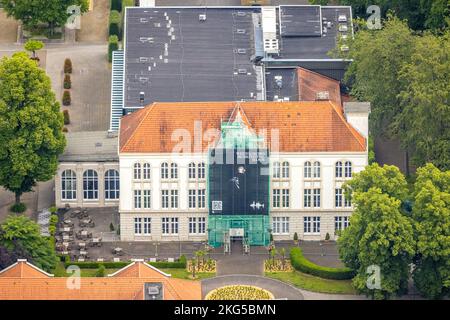 Luftaufnahme, Kurhaus Bad Hamm, Fassadensanierung, Leinwand für Westfälisches Musikfestival Hamm, Uentrop, Hamm, Ruhrgebiet, Nordrhein-Westfalen, Deutsch Stockfoto