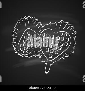 Von Hand gezeichnete zwei Lutscher in der Form des Herzens auf dem Stock. Illustration eines Skizzenstils auf der Tafel Stock Vektor