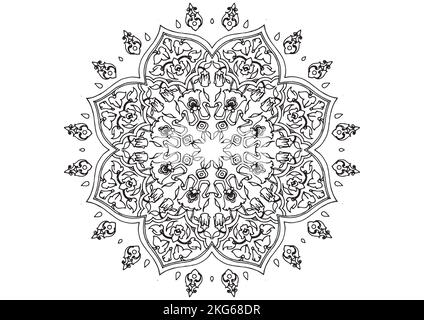 Mandala Pattern zum Ausmalen und Dekorieren, illustriert von Art by Uncle Stockfoto