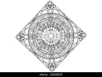 Mandala Pattern zum Ausmalen und Dekorieren, illustriert von Art by Uncle Stockfoto