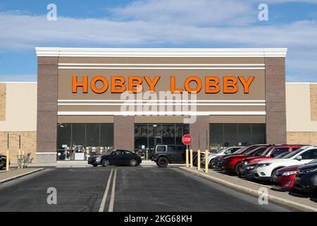 Am Montag, den 21. November 2022, wird in Williamsport, Pennsylvania, ein Kunsthandwerksladen der Hobby-Lobby gesehen. Die Weihnachtsfeiertage in den Vereinigten Staaten beginnen traditionell nach Thanksgiving. (Foto von Paul Weaver/Sipa USA) Quelle: SIPA USA/Alamy Live News Stockfoto