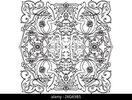 Mandala Pattern zum Ausmalen und Dekorieren, illustriert von Art by Uncle Stockfoto