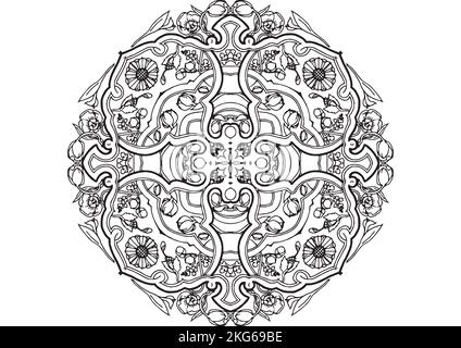 Mandala Pattern zum Ausmalen und Dekorieren, illustriert von Art by Uncle Stockfoto