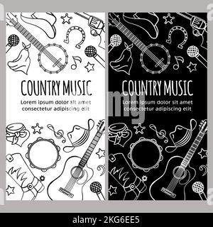 COUNTRY MUSIK FLYER American Cowboy Western Festival Vektor Illustration Set für Print Stock Vektor