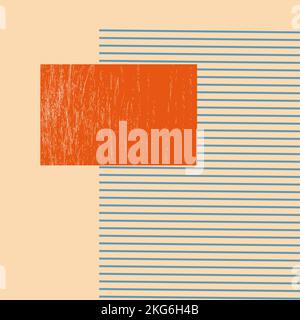 Flache geometrische Abbildung orangefarbenes Quadrat auf Papier Stock Vektor