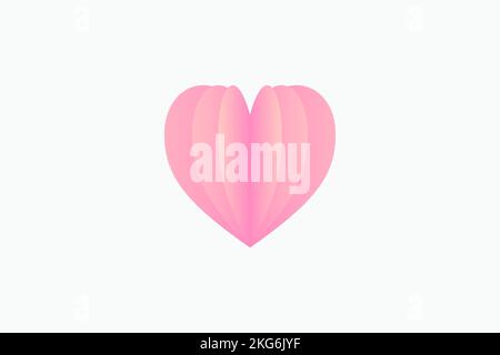 Rosa Herz auf weißem Papier abstrakter Hintergrund mit Himmel- und Liniendesign für valentinstag-Festival, Muttertag´s, Poster Herz, Banner, Geschenkkarte. Stock Vektor