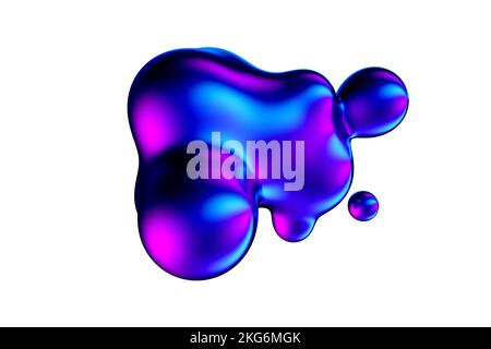 Abstraktes 3D-Rendering des Gradienten-Metaballs Liquid BLOB. Stockfoto