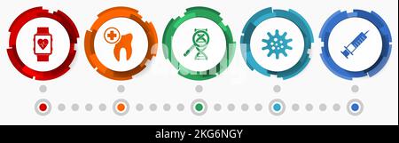 Healthcare Vektor Icon Set, flache Design Medizin Tasten, medizinische Infografik Vorlage Stock Vektor