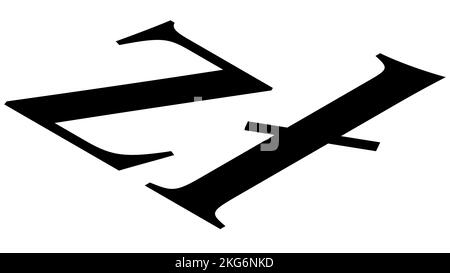 Polnischer Zloty PLN Währungszeichen schwarze Silhouette isometrische Draufsicht isoliert auf weißem Hintergrund. Währung durch die Zentralbank von Polen. Vektordesign Ele Stock Vektor
