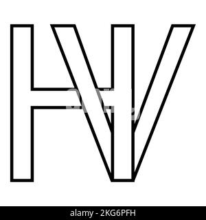 Logo-Zeichen hv vh-Symbol, nft-Zeilensprungbuchstaben V h Stock Vektor