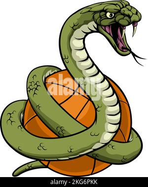 Snake Basketball Ball Animal Sports Team Maskottchen Stock Vektor