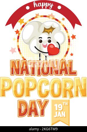 National Popcorn Tag Banner Design Illustration Stock Vektor