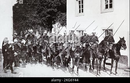 Eine Truppe französischer Lanzer im Ersten Weltkrieg. Stockfoto