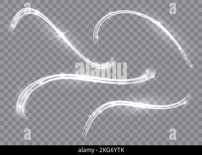 Leuchteffekt. Weiß leuchtende, glänzende Linien der Geschwindigkeit. Vektorgrafik. Stock Vektor