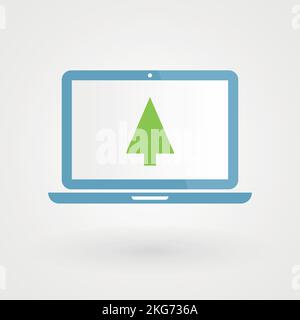 Laptop und Struktur. Konzept von Wald, Natur. Vektorgrafik, flaches Design Stock Vektor