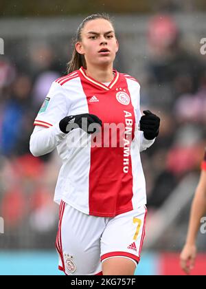 AMSTERDAM - Romee Leuchter von Ajax Women während des niederländischen Eredivisie-Frauenspiels zwischen Ajax und PSV im Sportkomplex De Toekomst am 20. November 2022 in Amsterdam, Niederlande. AP | Dutch Höhe | Gerrit van Cologne Stockfoto