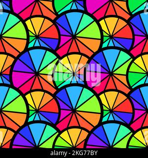 Eine Vektordarstellung eines nahtlosen Musters aus farbigen geometrischen Mustern – perfekt für Hintergründe oder Hintergrundbilder Stock Vektor