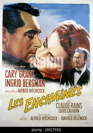 Notorious Year : 1946 USA Regisseur : Alfred Hitchcock Cary Grant Ingrid Bergman französisches Poster Stockfoto