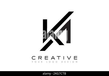 KA AK Letter Logo. K Buchstabe Symbol Vektor mit kreativer Form und minimalistisches Design in Schwarz-Weiß-Vektor. Stock Vektor