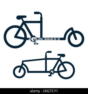 Symbolsatz von Cargo Bike oder Lieferfahrrad für Business - Vektordarstellung isoliert auf weißem Hintergrund Stock Vektor