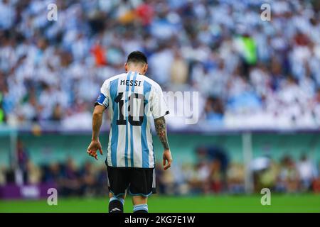 Lionel Messi während des FIFA World Cup Qatar 2022 Gruppe-C-Spiels zwischen Argentinien und Saudi-Arabien am 22. November 2022 im Lusail-Stadion in Lusail City, Katar. (Foto von Pawel Andrachiewicz/PressFocus/Sipa USA) Stockfoto