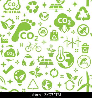 Umwelt und Ökologie nahtloses Muster. Nachhaltiger Vektor für erneuerbare Energien im Hintergrund. Stock Vektor