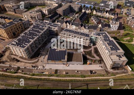 Baustelle Ubuntuplein in städtischer Entwicklung von Immobilien-Investitionsprojekt in Noorderhaven Nachbarschaft. Stockfoto