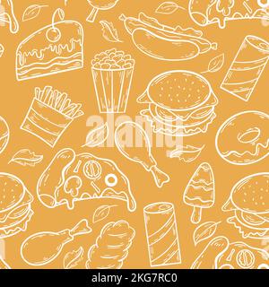 Fast Food nahtlose Muster Vektor-Illustration Stock Vektor