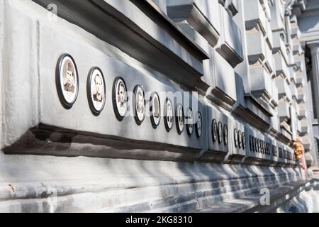 Außenansicht des Hauses des Terrors auf der Andrassy Avenue in Budapest Ungarn Europa Stockfoto