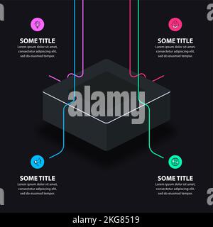 Infografik-Vorlage mit Symbolen und 4 Optionen oder Schritten. Kann für Workflow-Layout, Diagramm, Banner, webdesign verwendet werden. Vektorgrafik Stock Vektor