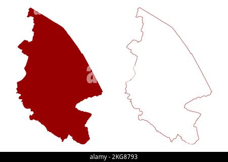 Rugby nicht-Metropolregion, Borough (Vereinigtes Königreich von Großbritannien und Nordirland, zeremonielle Grafschaft Warwickshire oder Warks, England) Karte Stock Vektor