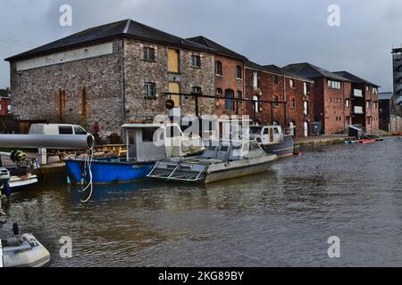 Flussbecken Des Exeter-Kanals. Stockfoto