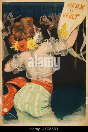 La cigale - Vieux Le Veult - Vintage Poster von Jules Grün 1900 Stockfoto